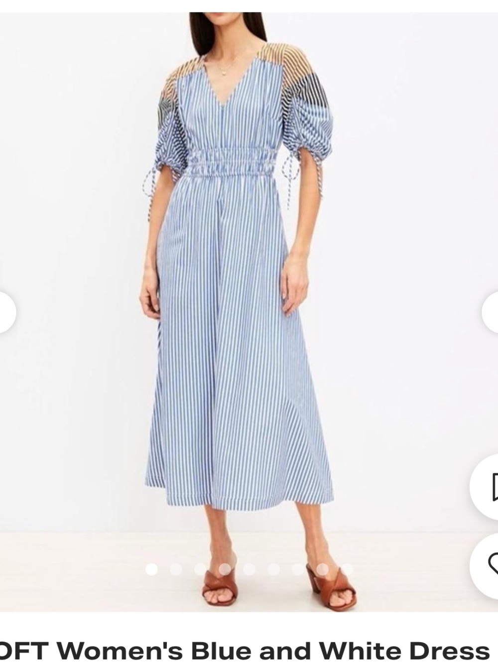 LOFT Blue and White Striped Maxi Dress